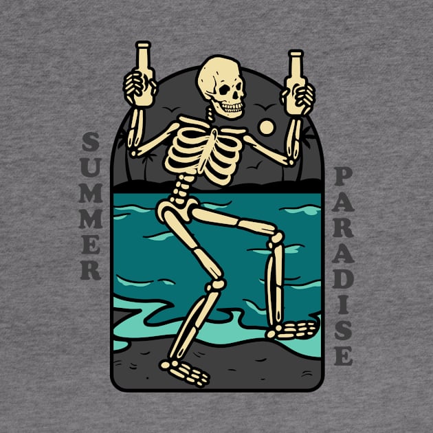 Drunk skeleton in summer paradise by 4ntler